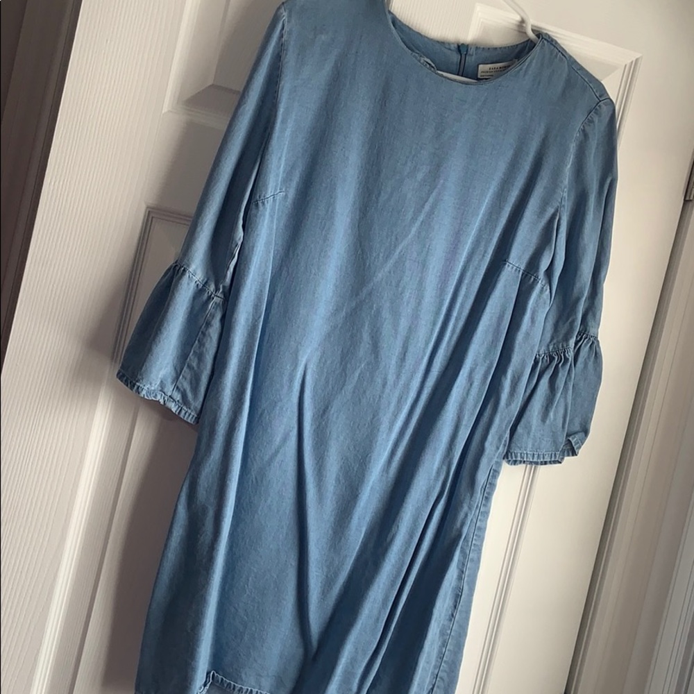 Zara Denim Flare 3/4 Sleeve Dress - Worn Once, Beautiful and Unique!